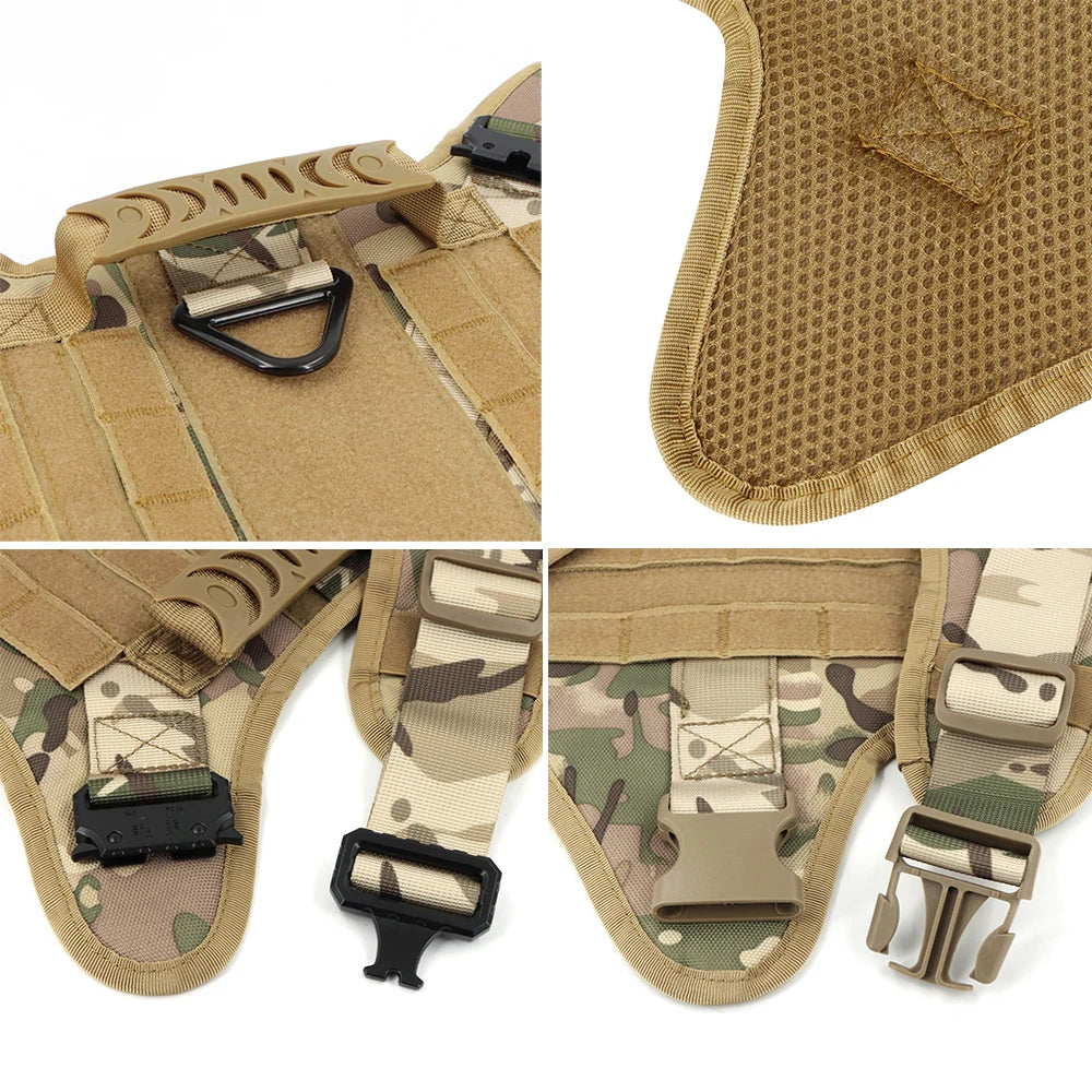 Dog Harness for Large Dogs Leash Collar Molle Pouch Military Harnesses French Bulldog Pet Tactical Training Vest Dog Accessories
