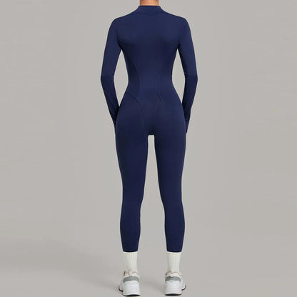 Zipper Jumpsuits for Woman No Padding Sports Overalls for Women Long Sleeve Gym Clothes Woman Activewear 2026 Purple Coffee XL