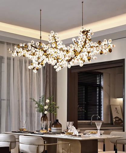 Nordic Luxury Grapes Bunch Hanging Chandelier Lamp for Dining Room Living Room Loft Villa Hotel Hall Decor Pendant Lights