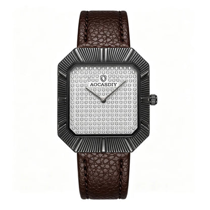 Men's Watch Gold Starry Sky with Diamonds Square Fashion Quartz Watch Waterproof Men's Watch High end Watch
