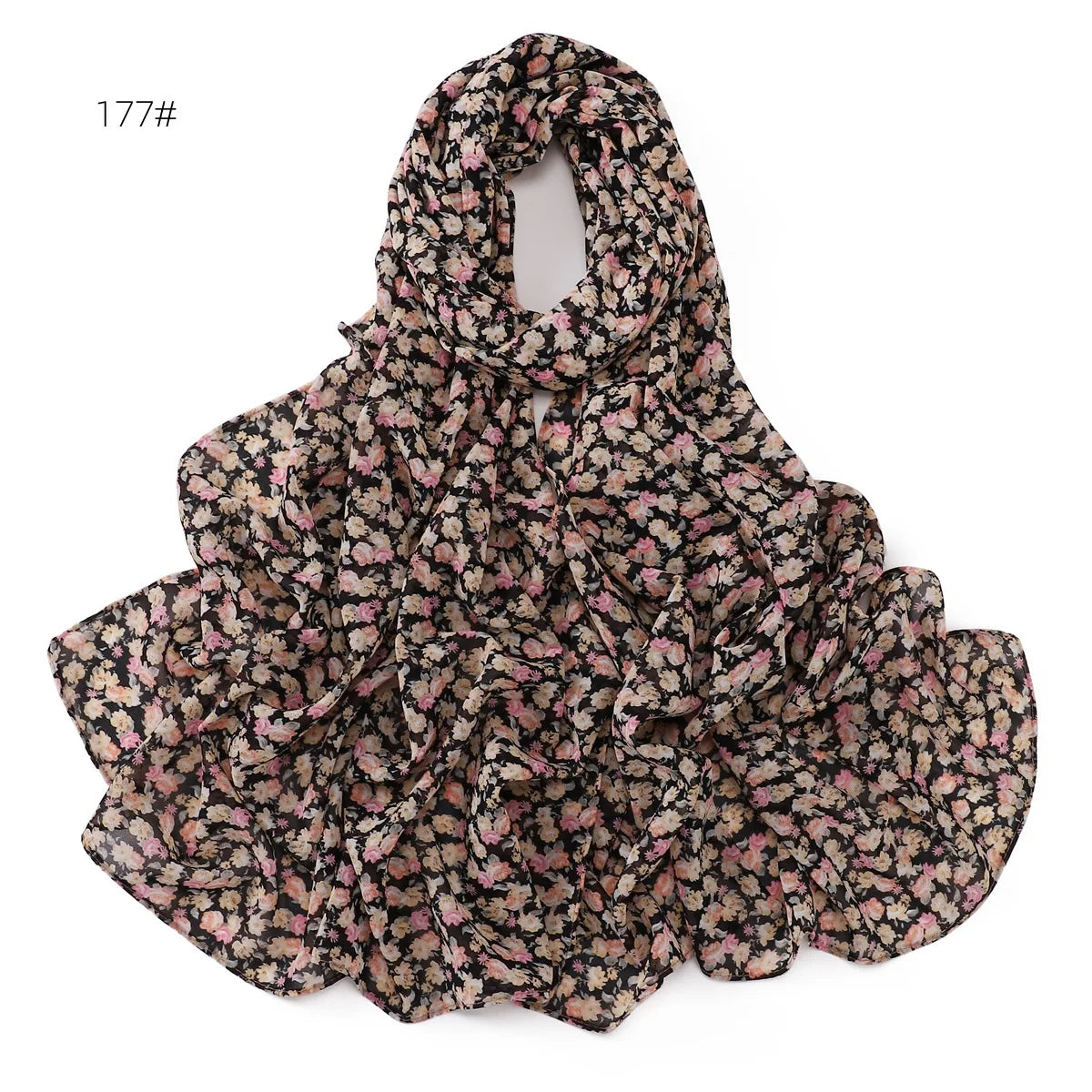 66 Colors Pearl Chiffon Printed Hijab Scarf New Fresh Small Floral Polka Dot Sunscreen Silk Scarf Shawl Turbans for Women Hijabs