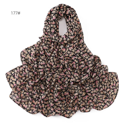 66 Colors Pearl Chiffon Printed Hijab Scarf New Fresh Small Floral Polka Dot Sunscreen Silk Scarf Shawl Turbans for Women Hijabs