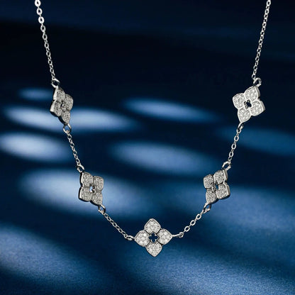 KNOBSPIN Full Moissanite Clover Necklace s925 Sterling Silver Chain Necklaces for Women Hypoallergenic Fine Jewelry Gift