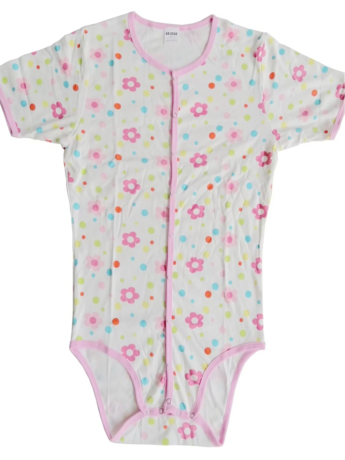 Flowers bodysuit with front snaps/adult onesie/adult baby romper/abdl clothes