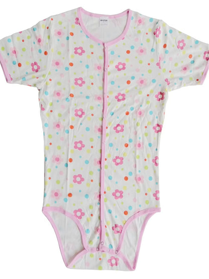 Flowers bodysuit with front snaps/adult onesie/adult baby romper/abdl clothes