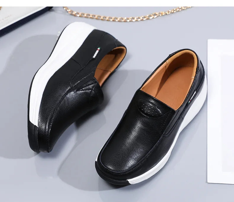 Women Flats Platform Loafers Ladies Elegant Genuine Leather Moccasins Shoes Woman Spring Round Toe Slip On Casual Women's Shoes
