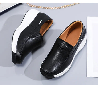 Women Flats Platform Loafers Ladies Elegant Genuine Leather Moccasins Shoes Woman Spring Round Toe Slip On Casual Women's Shoes