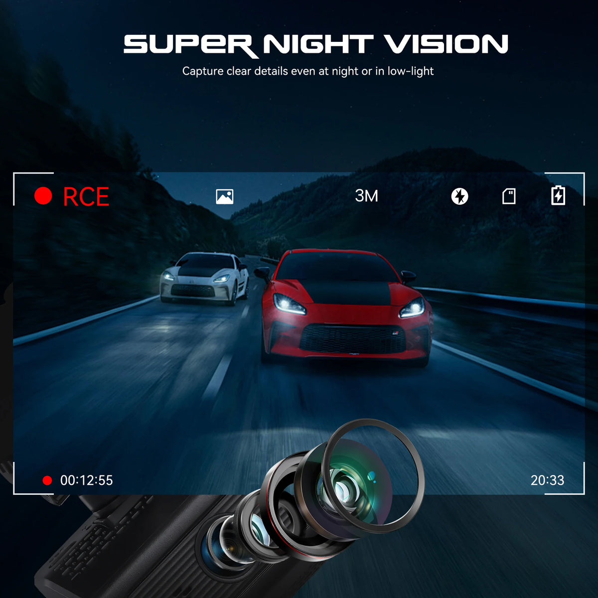Degreat 2.4-inch 1080P Car DVR Camera Triple Record HD Car Recorder With 480P Car Left, Car Right + Motion Detection
