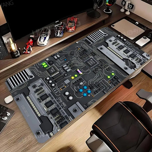 Retro Circuit Board Pattern Mouse Pad Large Computer Accessories Office Game Table Mat Rubber Anti-slip Mousepad Decor Desk Pads