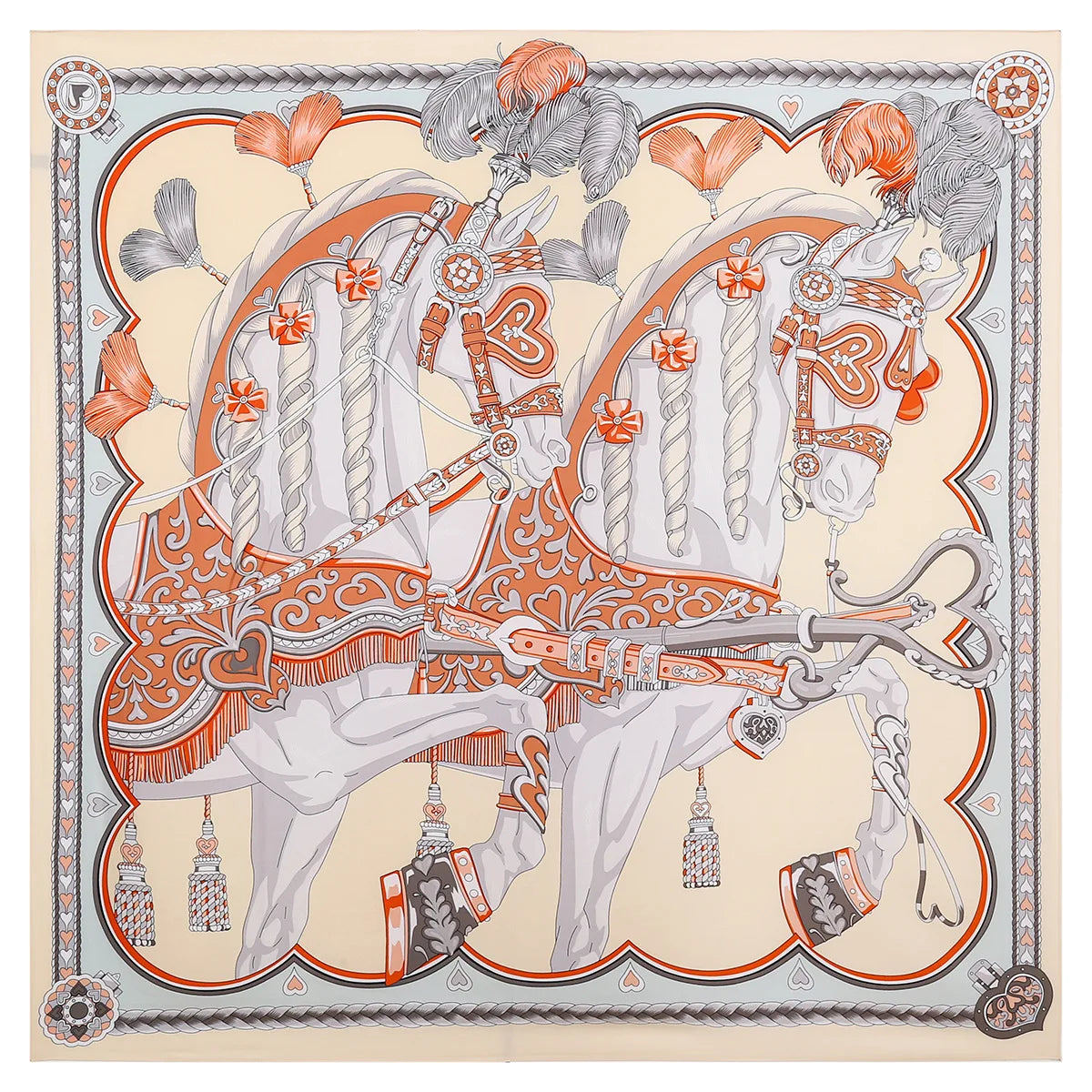 130CM Silk Scarf Women Horse Head Print Stoles Square Scarves Wraps Large Bandana Kerchief Hijabs Female Silk Foulards Sjaal