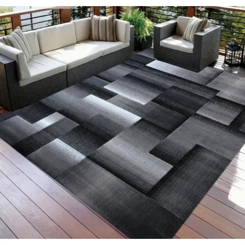 Black Geometric Large Carpet Light Luxury European and Carpet Home Sofa Tea Table Mat Indoor Outdoor Carpet Floor Mat Decoration