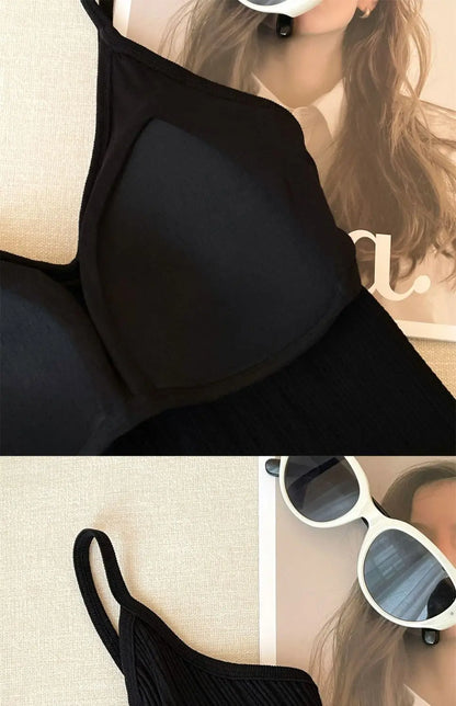 Fashion V Neck Sleeveless Summer Knit Tank Top White Women Black Casual Basic T Shirt Off Shoulder Camis Sexy Backless Crop Tops