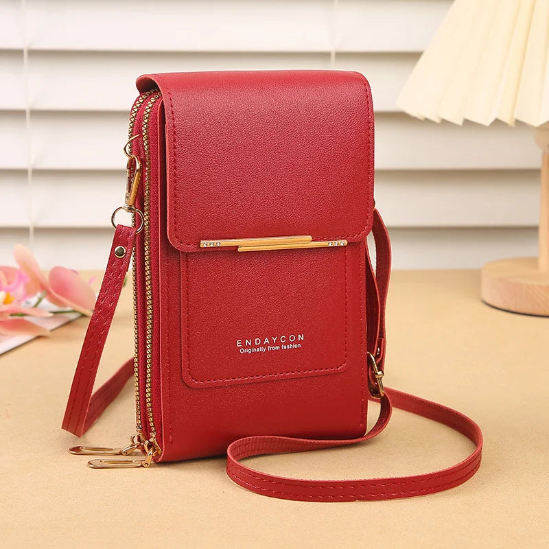 The Women Bag Touch Screen Cell Phone Purse Soft Leather Shoulder Bag Female Handbags Cheap Small Wallet Crossbody Bags