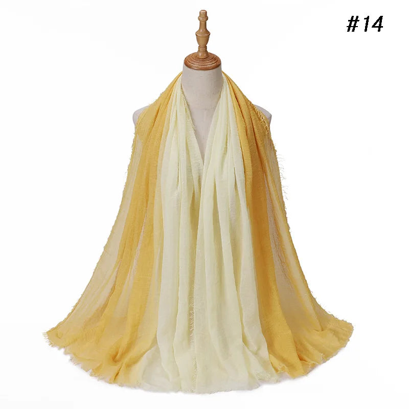 180*90cm Gradient Cotton Linen Women Muslim Hijab Scarf Woman Islamic Arab Shawl Wrap Head Scarves Ready To Wear Headscarf