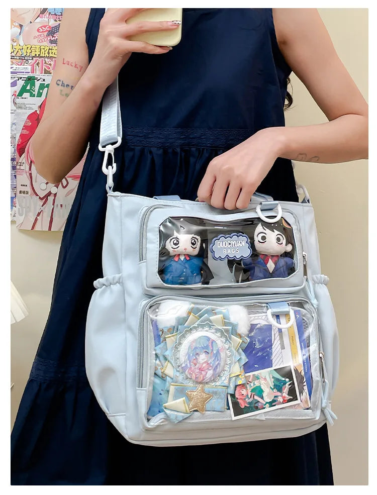Y2K Japanese Preppy Style Shoulder Crossbody Bag New Nylon School Bags for Teenage Girls Transparent Itabag Backpacks Ita Bag