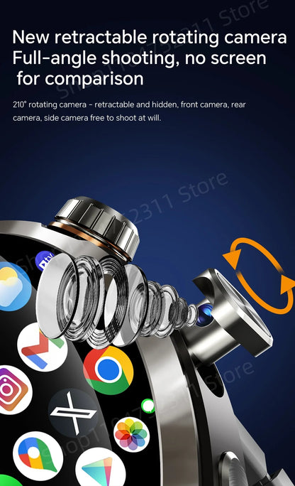4G 5G Cellular Version Android 13.0 Smartwatch GPS Wifi Smart Watch With 190° Rotary Camera Dual System WIFI Google Play Store