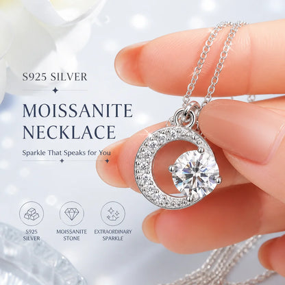 0.5ct-1.0ct VVS1 D Color Moissanite Necklace 925 Soild Sterling Sliver Chain with Certificate Fine Jewelry for Woman Jewelry