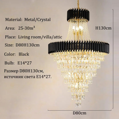 Luxury Crystal Chandeliers Home Villa Duplex  Attic Living Room Lighting Loft Decoration Indoor Pendant Lights Fixtures
