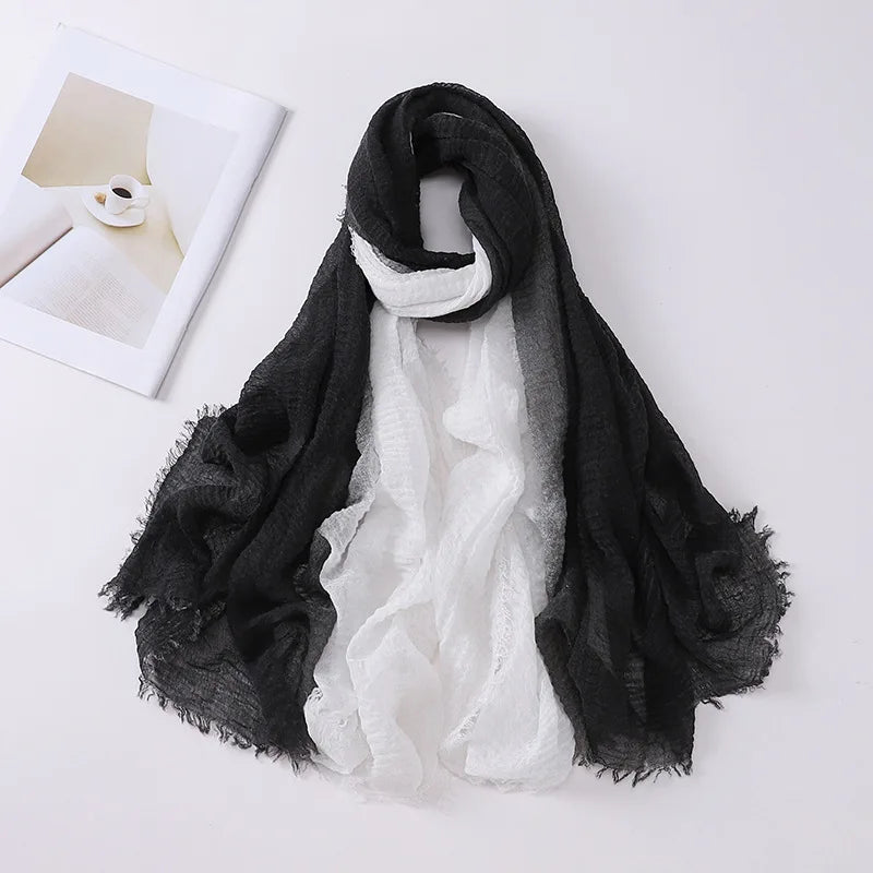 180*90cm Gradient Cotton Linen Women Muslim Hijab Scarf Woman Islamic Arab Shawl Wrap Head Scarves Ready To Wear Headscarf
