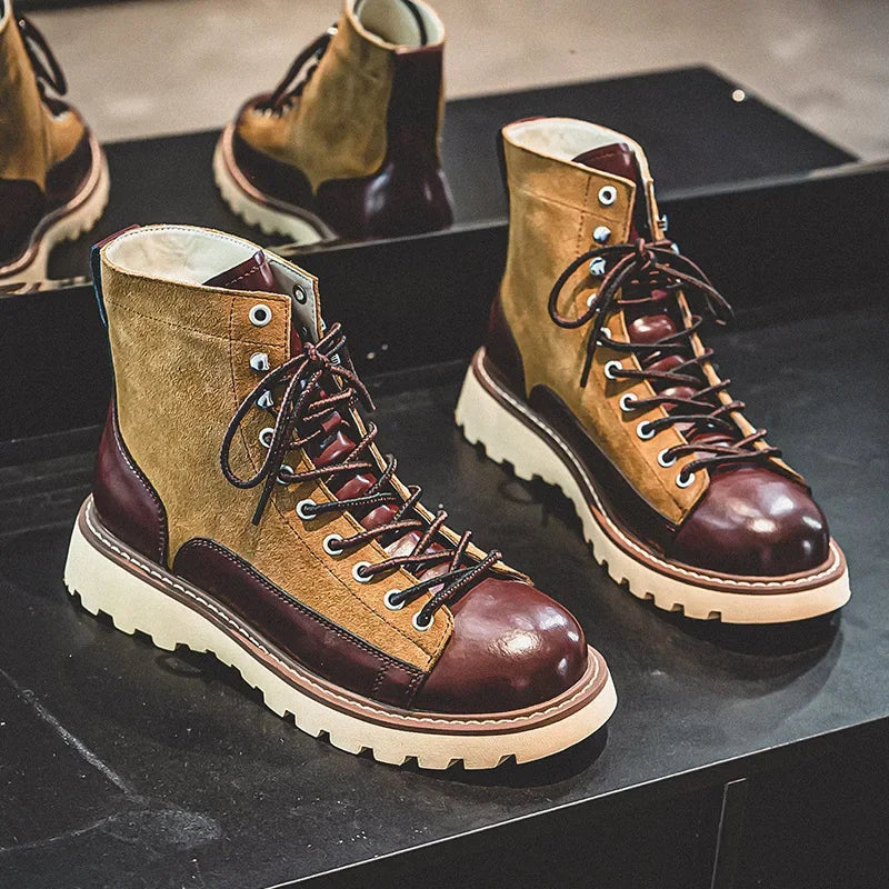 Handmade Autumn Winter New British Business Men Casual Leather Shoes Dress Cow Suede Ankle Boots Tooling Outdoor Desert Boots