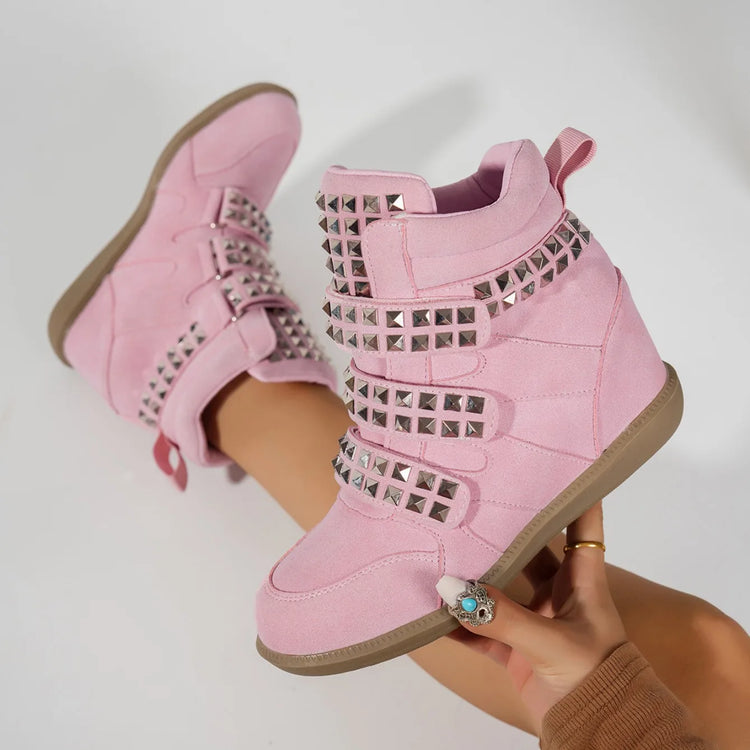 2026 New Studded Buckled Women Ankle Boots Trend Cool Punk High Heels Booties Soft Fashion Causal Dress Party Shoes for Women