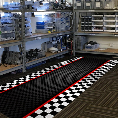 VIKAMA Racing Track Rug Low-Maintenance, Non-Slip Entrance Hall Doormat Motorcycle Parking Rug Home Interior Decoration