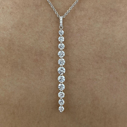 Lnngy Sparkling 11-Stones Moissanite Diamond Necklace  for Women 14K Gold Filled Long Drop Pendant Necklace Glamour Jewelry Gift