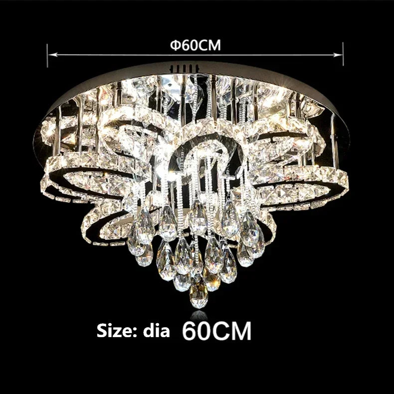 LED Modern Crystal Stainless Steel Round Dimmable RGB Chandelier Lighting Lamparas De Techo For Foyer Living Room Bedroom
