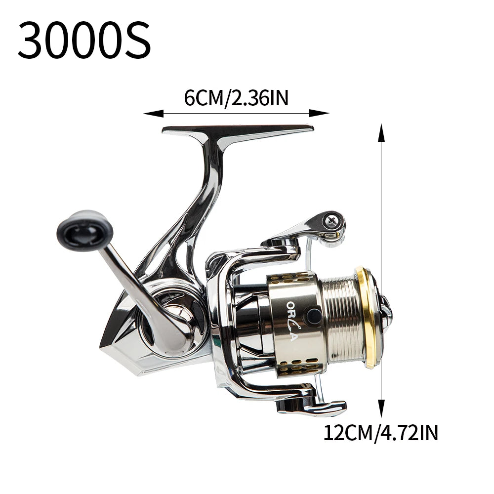 FISHINGFANS ORCA S1 Spinning Reel, 5.2:1 Gear Ratio, 3+1BB, Max Drag 4-4.5KG, Ultralight Metal Reel for Freshwater Saltwater