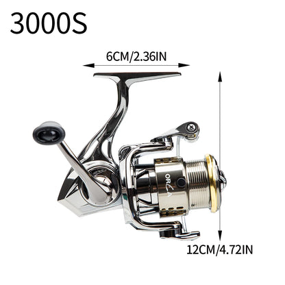 FISHINGFANS ORCA S1 Spinning Reel, 5.2:1 Gear Ratio, 3+1BB, Max Drag 4-4.5KG, Ultralight Metal Reel for Freshwater Saltwater