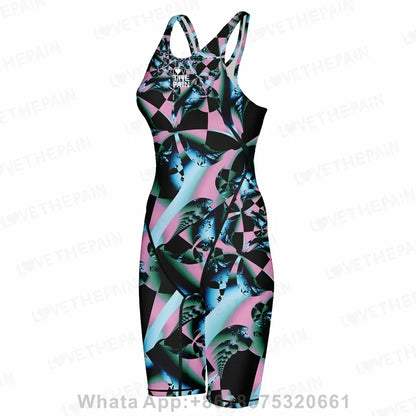 Women Open Back Kneeskin Tech Suit Swimsuit Competition Training Neck to Knee Swimsuit One-piece Jumpsuit Professional Swimsuit