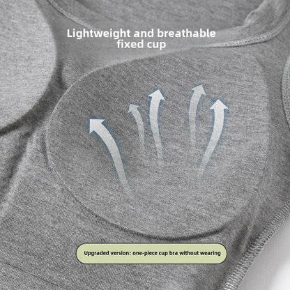New Seamless Built-in Bra Tank Top for Women Sports Bra & Summer Sleeveless Shirt, Breathable Workout Vest with T-Shirt Combo