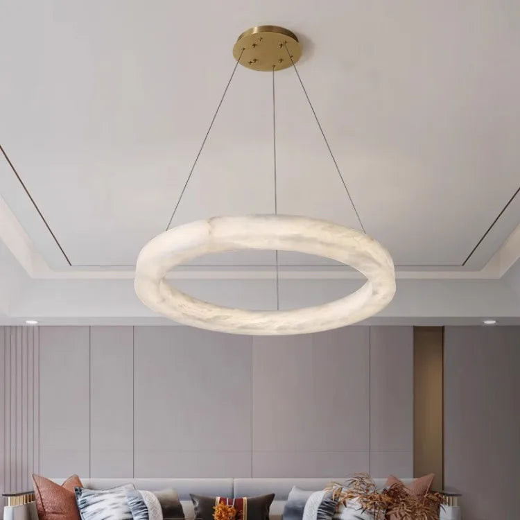Alabaster Chandelier Spanish Natural Marble Round Hanging Chandeliers For Living Dining Room Loft Bedroom Alabaster Lights