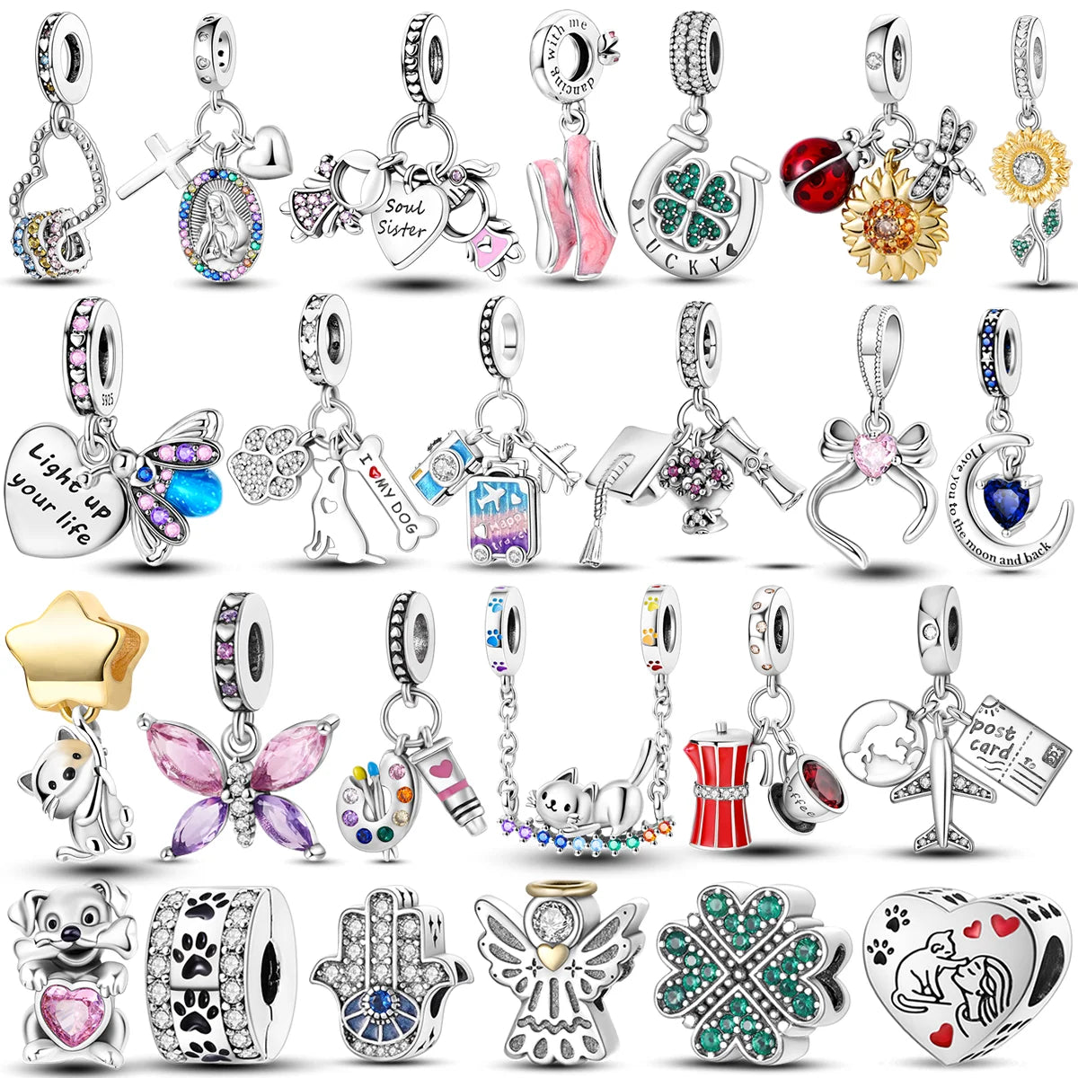 2026 Hot Sale Luminous Firefly Charms Beads 925 Sterling Silver Owl Cat Love Dangle Fit Original Bangle Bracelets DIY Jewelry