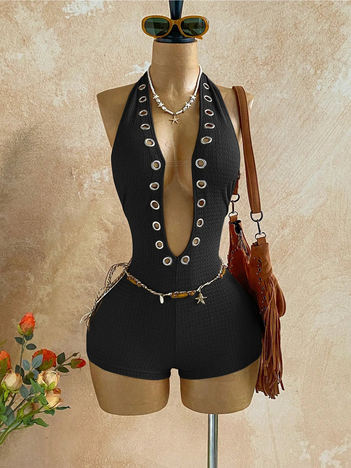Sexy Halter Jumpsuits 2026 Summer Fashion Clothes Women One Piece Elegant Luxury Bodycon Club Party V Neck Jumpsuits