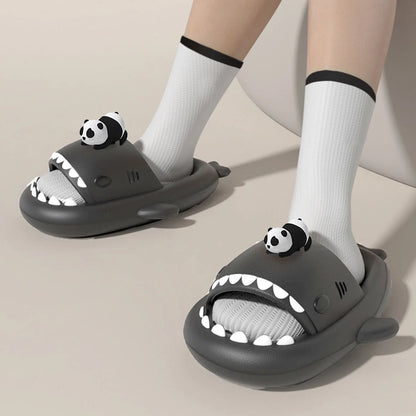 4cm Thick Sole Shark Slippers For Women Men Indoor Beach Slides Cute DIY Night Glowing Lantern Couples Summer Street Sandals