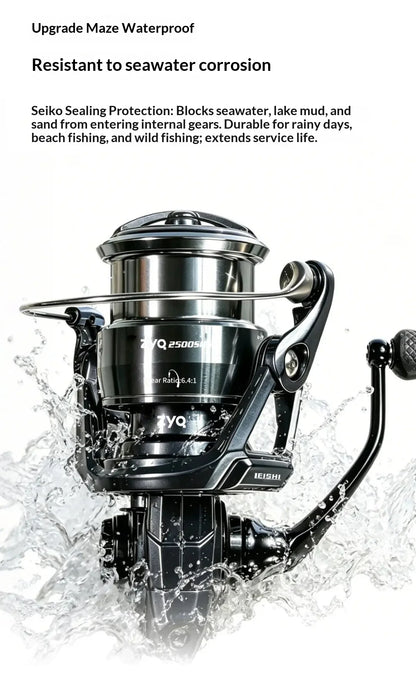 ZYQ Spinning Fishing Reel Leishi Pro Carbon Fiber Metal High Gear Ratio Shallow Spool Waterproof For Freshwater Saltwater Lure