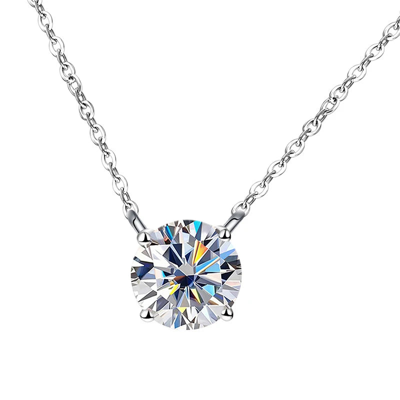 JoyceJelly 1/2/3/5 Carat Moissanite Necklace for Women 925 Sterling Silver Wedding Bridal Fine Jewelry for Women