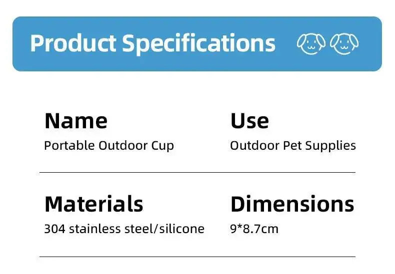 Stainless Steel Water Bottle Outdoor Dog Walking Folding Portable Water Cup With Lanyard Hook LeakProof Dog Water Drink Bottle