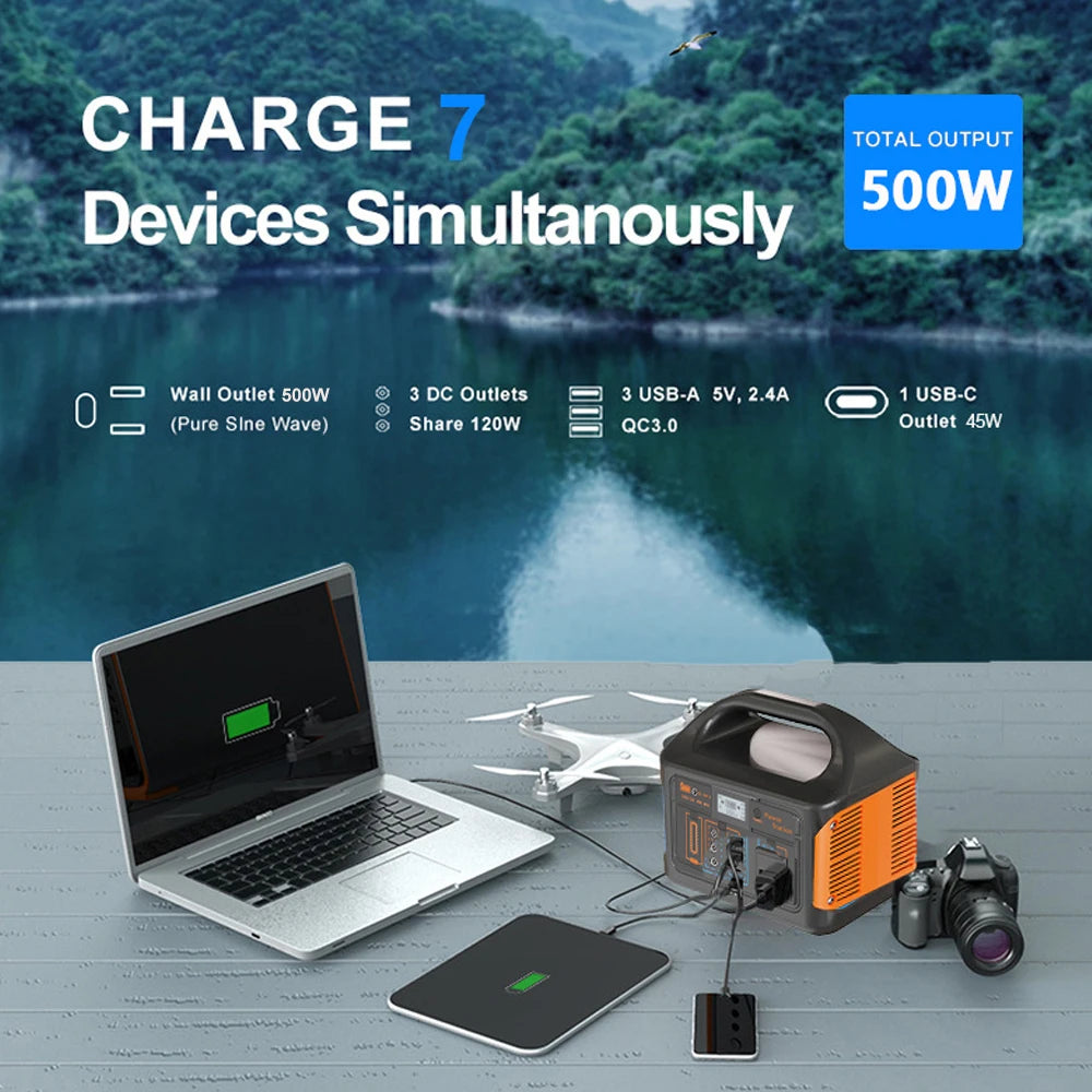 Gaiaray 300W 500W 460.8Wh Portable Power Station Solar Generator AC 110V Emergency Power Plant Power Bank for Home Camping RV