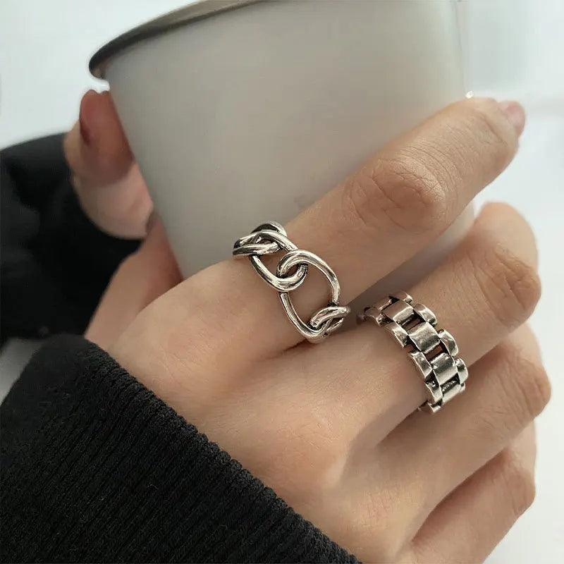 VENTFILLE 925 Sterling Silver Geometric Multilayer Round Bead Ring Female Fashion Punk Temperament Prevent Allergy Charm Jewelry