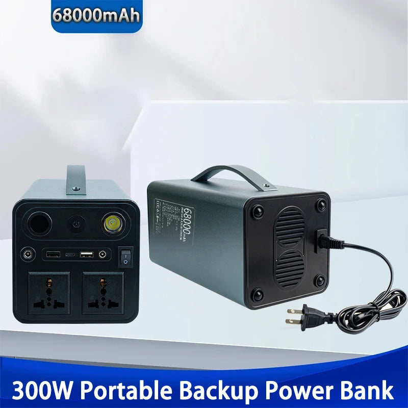 220V/110V 300W Portable Power Station 68000mAh Powerful Emergency Power Supply Outdoor Camping External Spare Battery For Laptop
