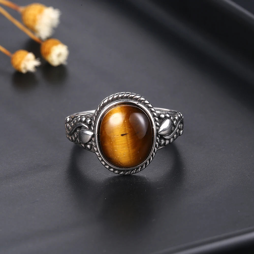 New Fashion 925 Silver Oval High Quality Natural Tiger Eye Rings for Men Women Gifts Trendy Jewelry Wholesale Dropshipping