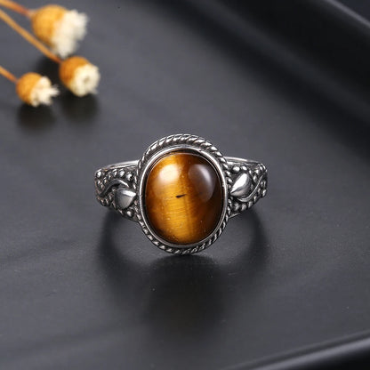 New Fashion 925 Silver Oval High Quality Natural Tiger Eye Rings for Men Women Gifts Trendy Jewelry Wholesale Dropshipping
