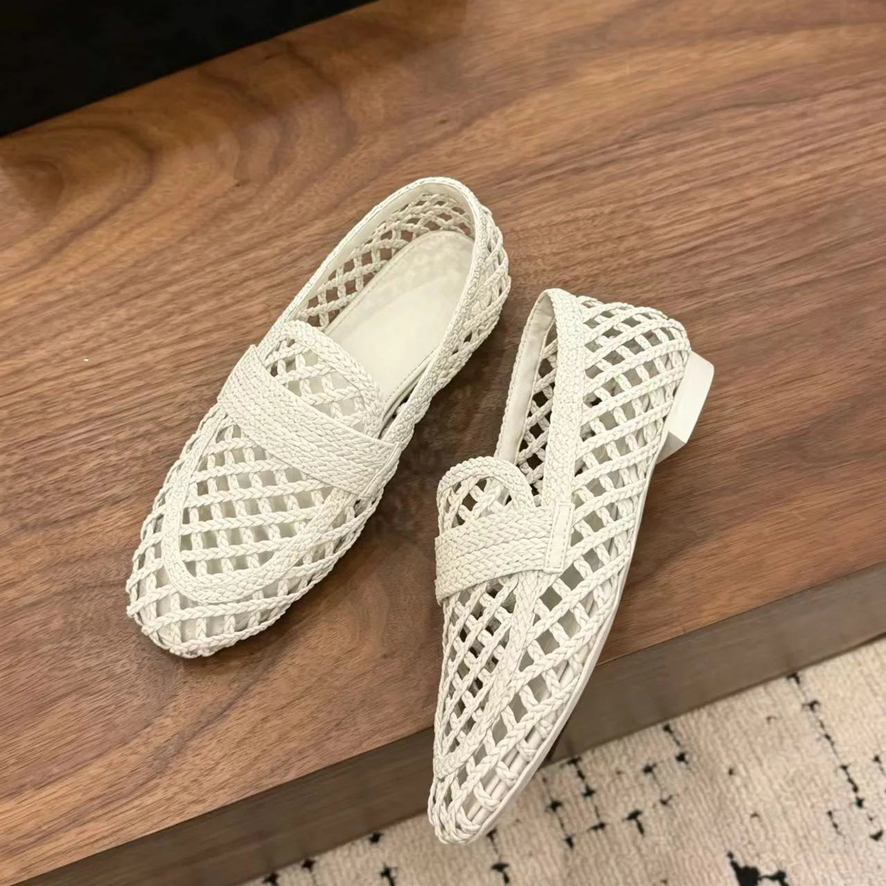 Women Leather Woven Loafers
