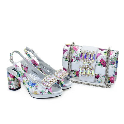 New Arrival Women Shoes and Bag Set To Match African Ladies Bag and Shoe Set Nigeria Party Pumps Decorated with Rhinestone