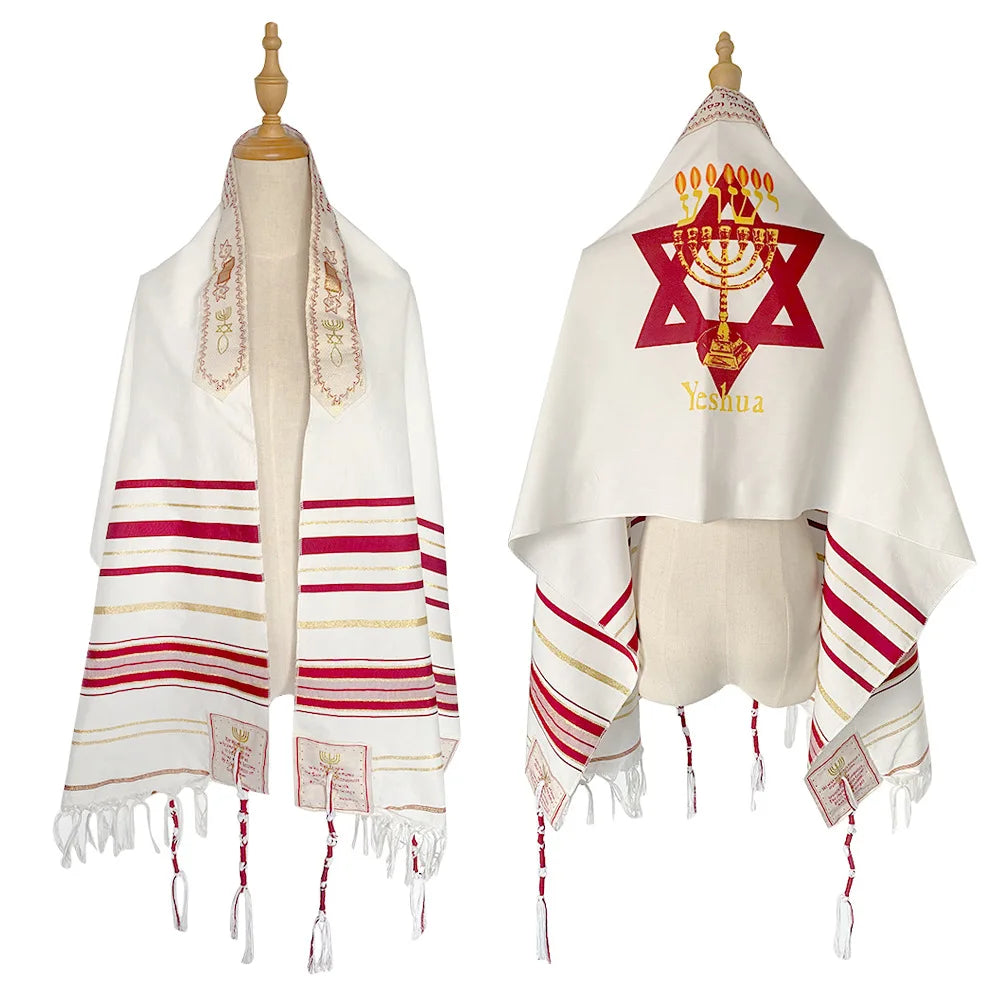 2026 Unisex Jewish Tallit Prayer Shawl Talis Scarf Lord Prayer Head Holy Spirit Pilgrim Shawls Red Ethnic Wraps Fashion 50x180cm