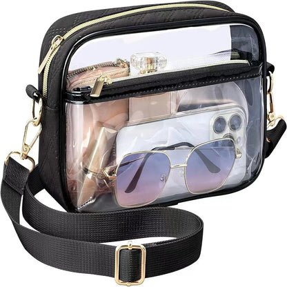 Transparent PVC Crossbody Bag Ladies Jelly Square Shoulder Messenger Bag Waterproof Cosmetic Bag Female Phone Purse for Travel