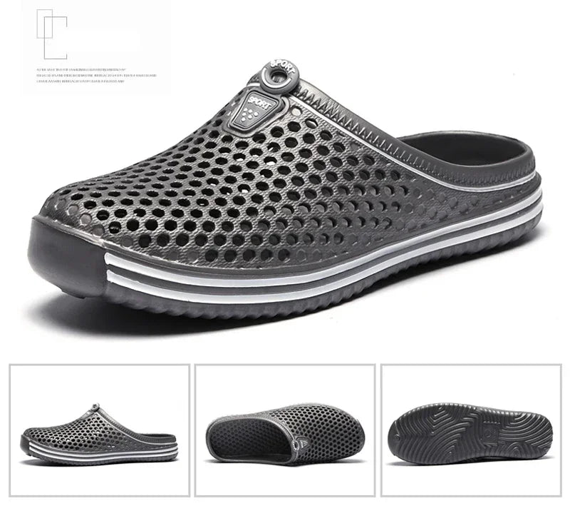 Men Shoes 2024 Beach Slippers Unisex Hollow Out Casual Women Beach Sandal Flip Flops Shoes Non-slip Size 36-45 Mens Slippers