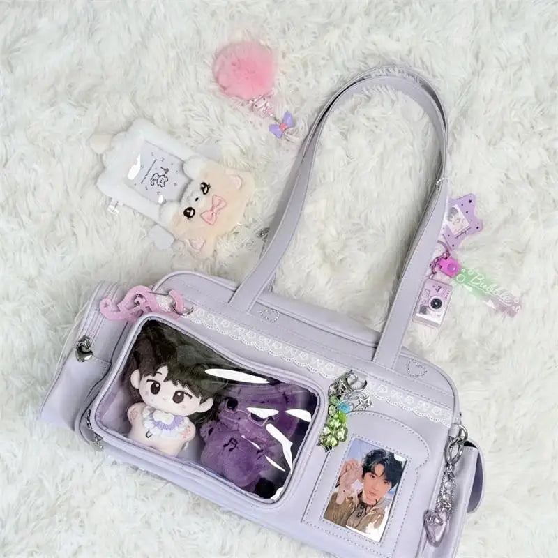 New Concert Ita Bags Y2k Cute Jk Girl Shoulder Bags Badge Display Transparent Crossbody Bag Stylish Large-capacity Commuter Bags